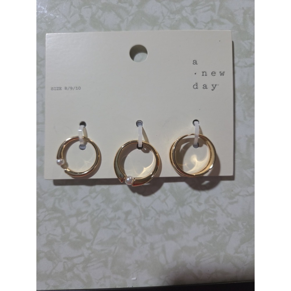 Clear Stone Ring Set 6pc - A New Day Gold/Clear Size8/9/10